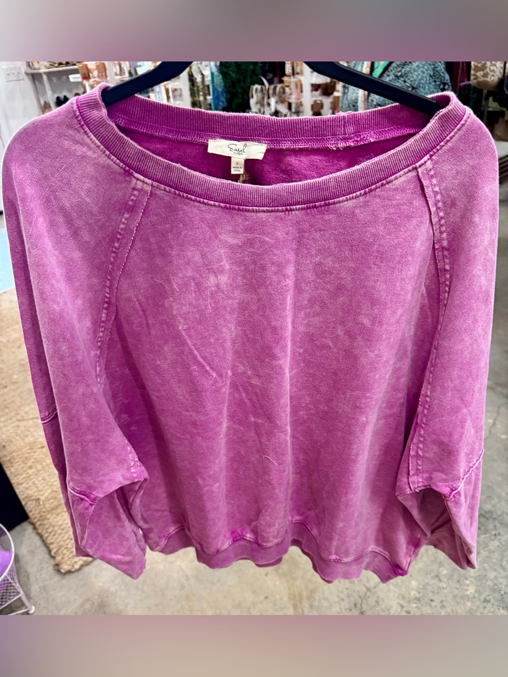 easel Washed Fuchsia Crewneck Sweatshirt